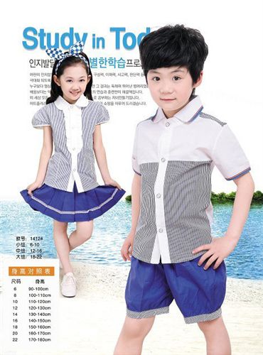 園服校服 小學(xué)生夏季校服、2014兒童園服、棉質(zhì)襯衫面料、質(zhì)量保證