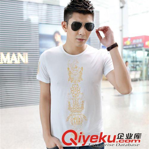 男裝----------------- 免費(fèi)加盟 一件代發(fā) 2015夏季款 男圓領(lǐng)韓版修身打底衫半袖潮原始圖片2