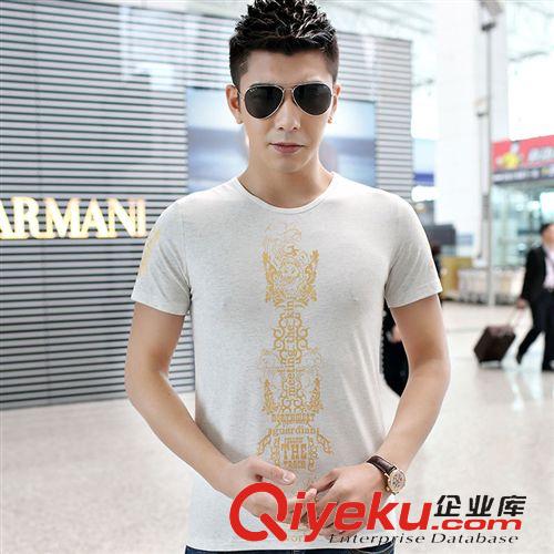 男裝----------------- 免費(fèi)加盟 一件代發(fā) 2015夏季款 男圓領(lǐng)韓版修身打底衫半袖潮原始圖片3