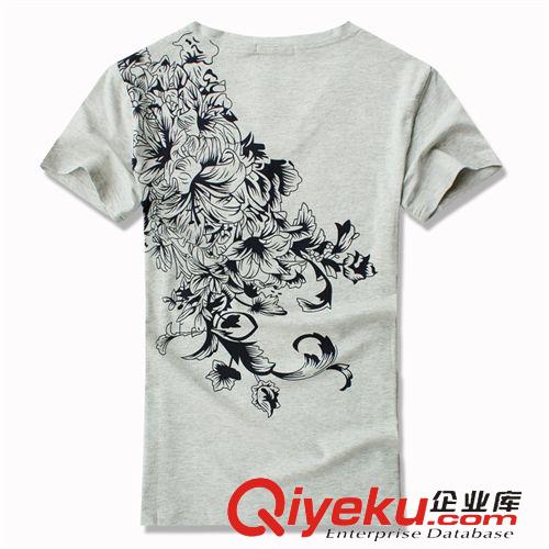 男裝夏款 阿里分銷平臺(tái)代理加盟 男士短袖t恤 V領(lǐng) 韓版 修身 T恤 一件代發(fā)