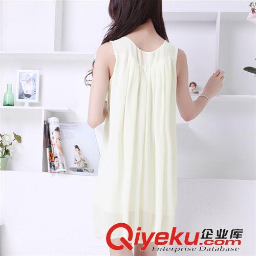 2015年度時尚春夏裝系列 富茵娜 2015韓版大碼女裝無袖釘珠休閑女裝雪紡裙連衣裙原始圖片2