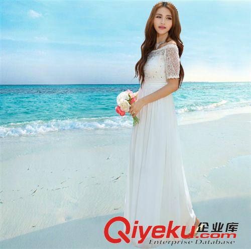 中國(guó)風(fēng)--婚紗、禮服.旗袍.唐裝系列 富茵娜婚紗 韓國(guó)馬爾代夫沙灘裙婚紗釘珠鑲鉆禮服長(zhǎng)款連衣裙原始圖片2