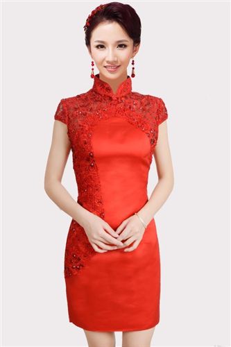 中國風--婚紗、禮服.旗袍.唐裝系列 富茵娜2015 新款新娘結婚禮旗袍裙 時尚紅色長款敬酒晚禮服