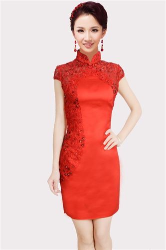 爆款專區 富茵娜2014新款紅色改良短款旗袍新娘禮服旗袍 結婚敬酒服