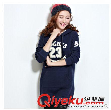 新品上架 富茵娜 2014大碼寬松女裝連帽 套頭加絨加厚長款衛(wèi)衣女秋冬裝新款原始圖片3