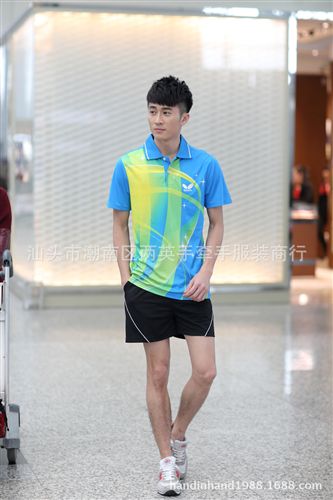羽毛球服區 大廠直供 蝴蝶乒乓球服 速干 短袖 男款 運動套裝 學校隊服原始圖片2