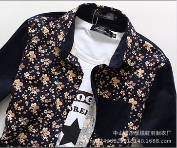 男式襯衫 廠家供應(yīng)秋裝碎花襯衫男士加肥加大碼長袖襯衫 歡迎來圖來樣定做原始圖片3