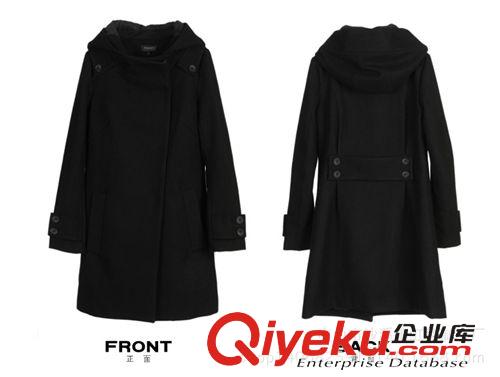 風衣 夾克 廠家專業生產新款女冬裝斜襟百搭長款毛呢大衣承接國內外貿定單原始圖片3