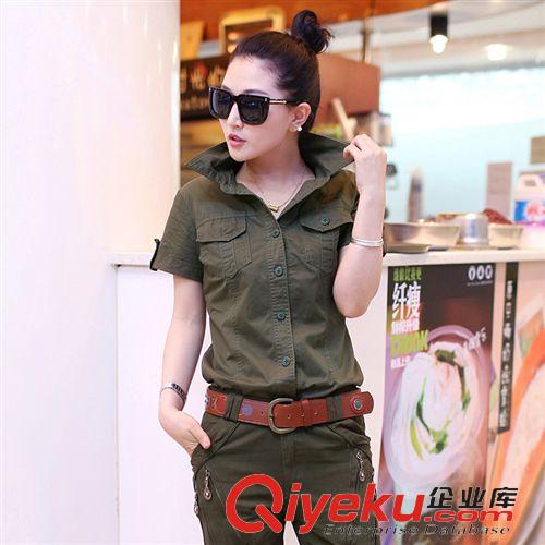 現貨軍服 女款長袖全棉作訓服軍綠色襯衣軍訓服上衣女軍訓服裝定做批發8232原始圖片3