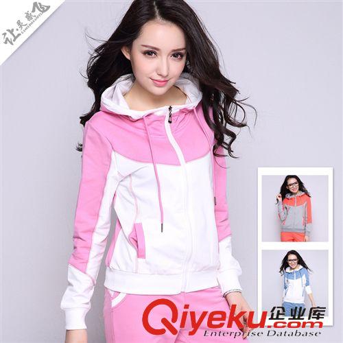 衛衣/運動休閑套裝 Leisure suit 2015春夏休閑衛衣套裝女修身兩件套學生運動服gd精品校服拼色原始圖片2