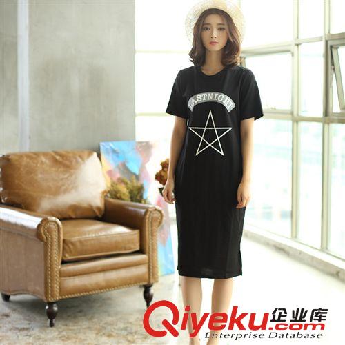 上裝/上衣 區(qū) TOPS 2015新款T恤女夏長(zhǎng)款寬松學(xué)生短袖韓國(guó)修身顯瘦黑白打底衫批發(fā)