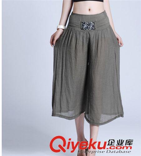 女裝 夏季新款韓版清涼棉麻褲 女款棉麻裙褲女士闊腿褲/七分褲K719原始圖片3