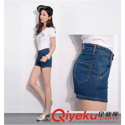 女裝-褲裝區 一件代發2015夏女新牛仔褲  顯瘦彈力高腰熱褲 韓版藍多袋褲8193原始圖片2
