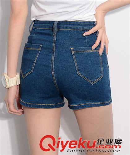 女裝-褲裝區 一件代發2015夏女新牛仔褲  顯瘦彈力高腰熱褲 韓版藍多袋褲8193原始圖片3