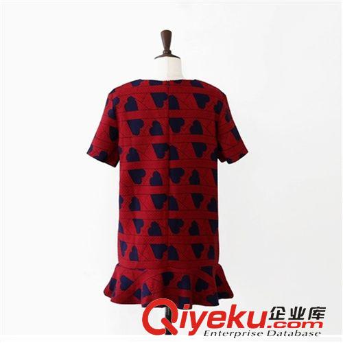 短袖T恤 2015夏裝新款時尚印花打底裙韓國代購女套頭顯瘦荷葉邊短袖連衣裙