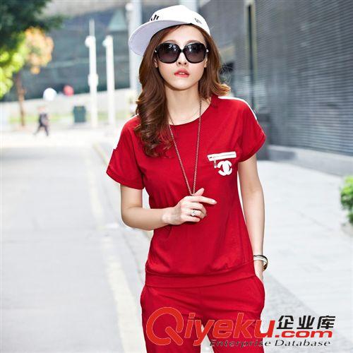 衛衣單件 兩件套 2014實拍夏裝韓版拼色時尚大碼少女衛衣時尚網球服運動裙套裝