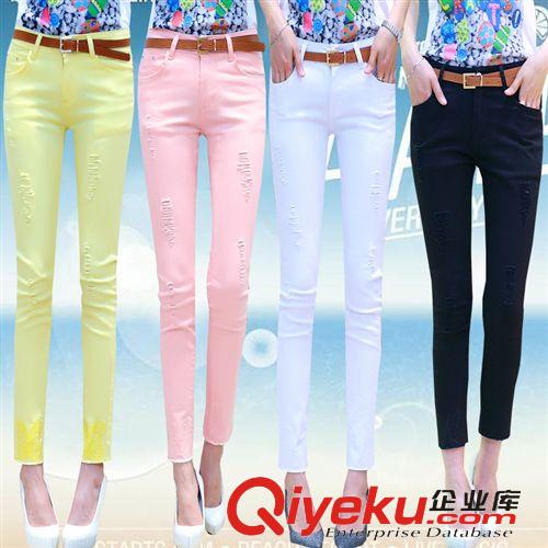 爆款轉(zhuǎn)區(qū) 實(shí)拍2015夏裝新款休閑褲女裝糖果色百搭時(shí)尚顯瘦九分鉛筆褲原始圖片2