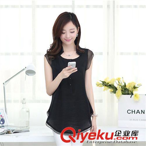 爆款轉(zhuǎn)區(qū) 2015夏季新款大碼女裝刺繡寬松雪紡衫韓版中長(zhǎng)款無袖時(shí)尚襯衫原始圖片3