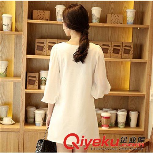 4月份夏裝新品 2015夏裝雪紡連衣裙女裝新款時(shí)尚中長(zhǎng)款修身歐洲站印花打底裙原始圖片3