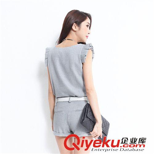 4月份夏裝新品 2015夏裝新款棉麻女裝套裝女裝名媛小香風(fēng)無袖短褲套裝一件代發(fā)原始圖片3