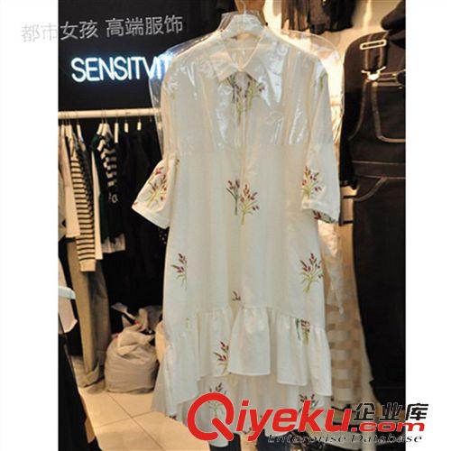 4月份夏裝新品 韓國(guó)東大門代購(gòu)夏裝韓版碎花長(zhǎng)款襯衫雪紡連衣裙女娃娃領(lǐng)襯衫裙原始圖片2
