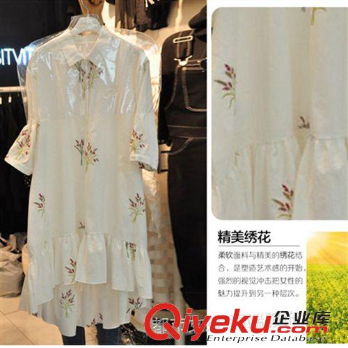 4月份夏裝新品 韓國(guó)東大門代購(gòu)夏裝韓版碎花長(zhǎng)款襯衫雪紡連衣裙女娃娃領(lǐng)襯衫裙原始圖片3