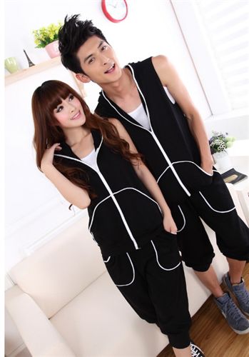 情侶T恤套裝 班服 校服 夏季潮韓版情侶運動套裝 可加工定制，量大可優惠，廠家直批原始圖片2