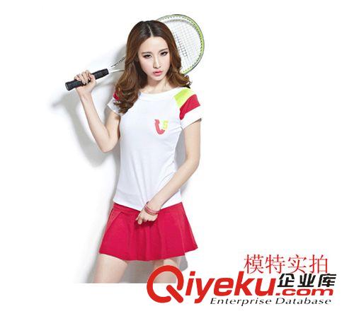 情侶T恤套裝 班服 校服 2015實拍夏裝韓版拼色時尚大碼少女衛衣休閑網球服運動裙套裝原始圖片2