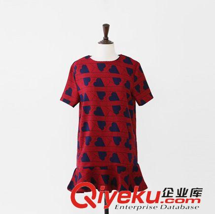 2015夏季新款 2015東大門韓國(guó)代購(gòu) 春紅色荷葉邊質(zhì)感連衣裙子 免費(fèi)代理一件待發(fā)原始圖片2