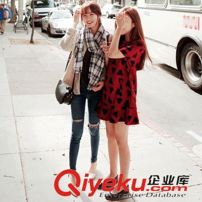 2015夏季新款 2015東大門韓國(guó)代購(gòu) 春紅色荷葉邊質(zhì)感連衣裙子 免費(fèi)代理一件待發(fā)原始圖片3