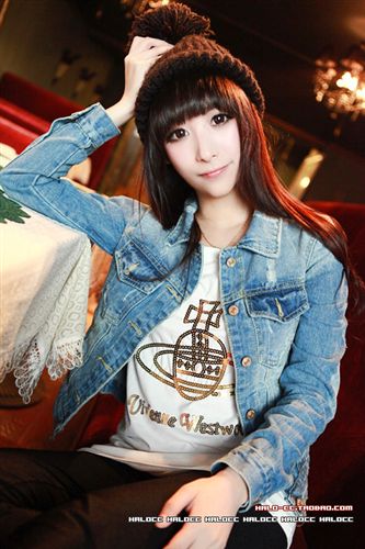 牛仔系列 四季必備款韓版牛仔外套 新款破洞女裝時(shí)尚潮流7分袖上衣