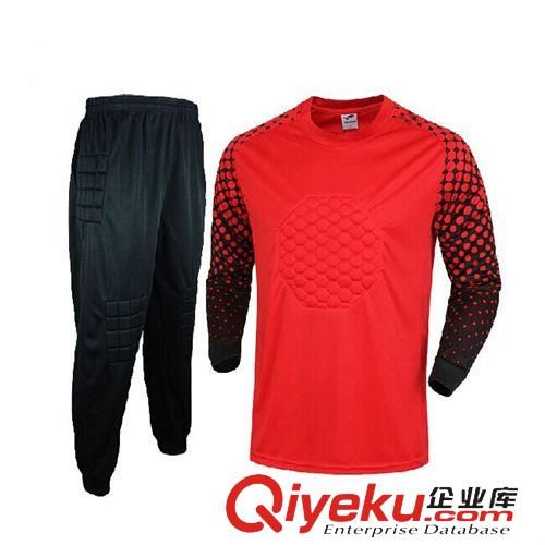 足球服 好品質足球守門員服長袖長褲套裝男帶氣墊門將服龍門服5色入原始圖片2