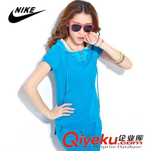 2014女款夏季套裝 2013夏季新款 女裝連帽套衫修身短袖七分褲套裝3177原始圖片3