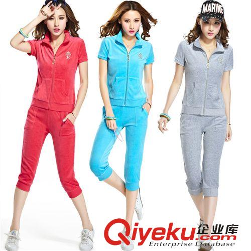 2014女款夏季套裝 批發(fā)2014夏季新款時(shí)尚休閑韓版女款運(yùn)動(dòng)服套裝6206