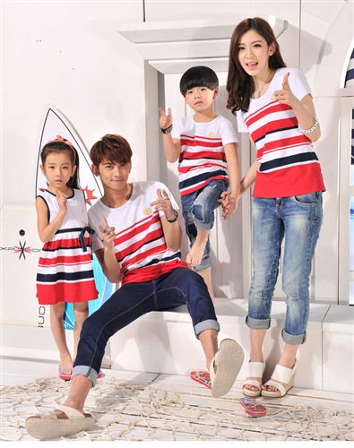 2014情侶夏季T恤 批發(fā)價(jià)2015夏季新款親子裝情侶圓領(lǐng)T恤女套裙15023原始圖片2