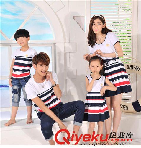 2014情侶夏季T恤 批發(fā)價(jià)2015夏季新款親子裝情侶圓領(lǐng)T恤女套裙15023原始圖片3
