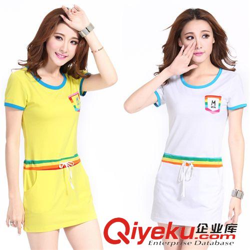 女款短褲短裙 批發團購2014女款連衣裙韓版休閑時尚圓領短裙裝301原始圖片3