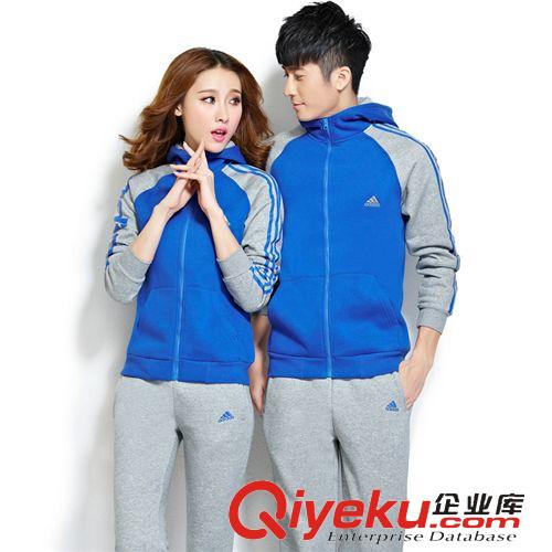 2013男裝冬季套裝 2014冬季新款韓版字母保暖加絨拼色連帽衛衣情侶運動套裝FF9962