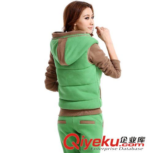 2013女裝冬季套裝 2014冬季新款韓版女裝抓絨保暖連帽字母印花三件運動套裝88678