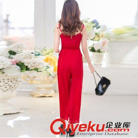 爆款推薦 2015夏新款女裝雪紡連衣褲吊帶闊腿連體褲歐美dp連體褲裙長褲