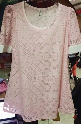 雪紡衫 蕾絲衫 2015夏裝新款女裝短袖圓領(lǐng)寬松大碼鏤空百搭韓版中長款蕾絲衫原始圖片2