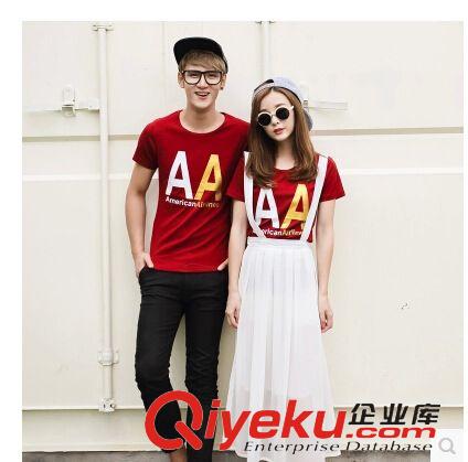 情侶裝 班服 情侶裝短袖T恤 新款時尚夏季韓版字母潮流男女班服批發(fā) 廠家直銷原始圖片3