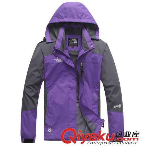女沖鋒衣 情侶沖鋒衣廠家 男女戶外服運動休閑服 可脫卸帽開衫外套沖鋒衣女原始圖片2