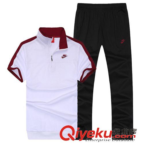 女套裝 青少年男士運動服套裝2014夏季新款男士純棉短袖t恤長褲套裝批發原始圖片2