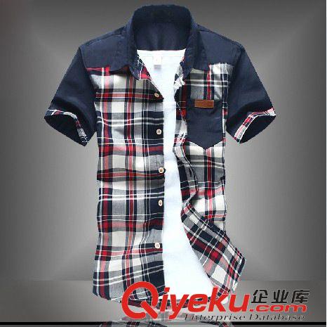 男襯衫 2014新品夏季男士短袖襯衫潮修身衣服男裝襯衣韓版寸衫休閑夏裝