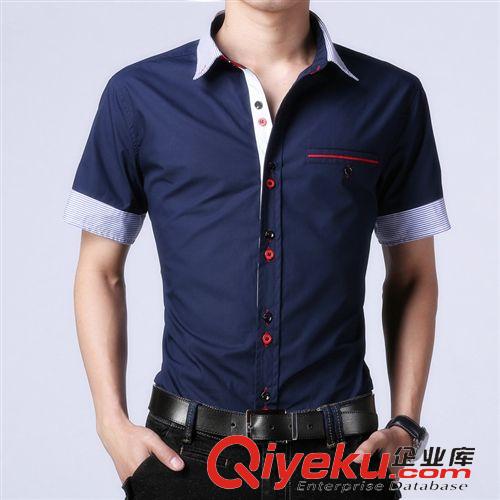 男襯衫 2014新品夏季男士短袖襯衫潮修身衣服男裝襯衣韓版寸衫休閑夏裝