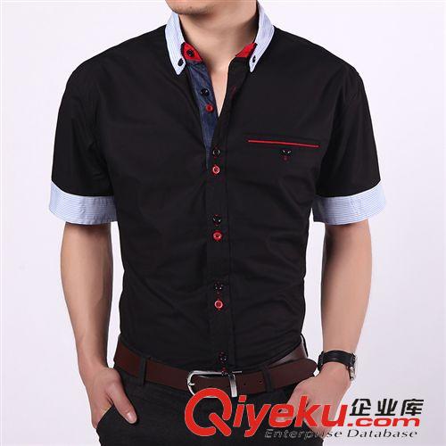 男襯衫 2014新品夏季男士短袖襯衫潮修身衣服男裝襯衣韓版寸衫休閑夏裝原始圖片2