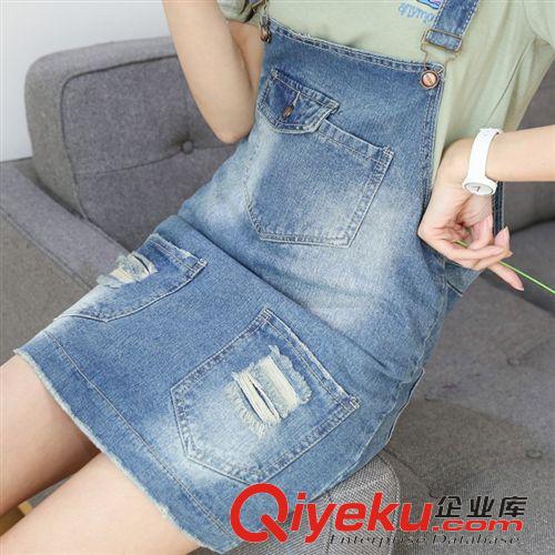5月1期 實拍2015夏季女裝新款韓版寬松大碼胖mm顯瘦牛仔背帶裙時尚潮款