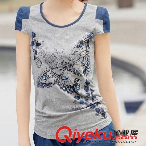 5月1期 2015夏季女裝新款韓版休閑套裝時尚潮款短袖修身牛仔套裝原始圖片2