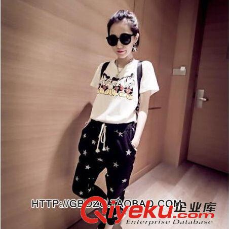 4月新款2期 2015夏季女裝新款短袖t恤米奇圓領(lǐng)學(xué)院風(fēng)印花大碼t恤女上衣批發(fā)原始圖片2